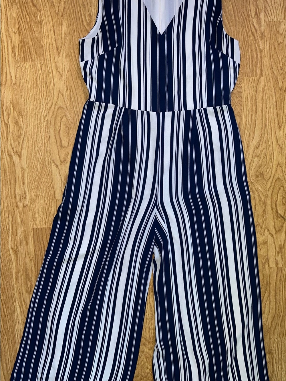 Elegant Navy & White Striped One-Piece Jumpsuit